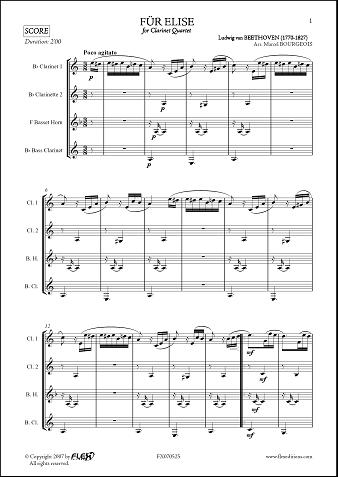 For Elise - Für Elise - L.V. BEETHOVEN - <font color=#666666>Clarinet Quartet</font>
