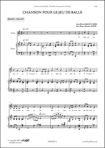 Chanson pour le Jeu de Balle - J.-M. MAURY - <font color=#666666>Children's Choir and Piano</font>