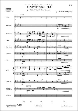 Les P'tits Bruits - J.-M. MAURY - <font color=#666666>Children's Choir and Small Ensemble</font>