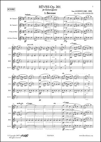 Rêves Op. 201 - I. ALBENIZ - <font color=#666666>Clarinet Quartet</font>