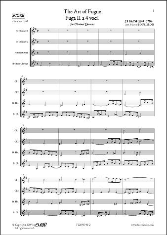 The Art of Fugue - Fuga II - J.S. BACH - <font color=#666666>Clarinet Quartet</font>