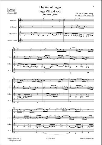 The Art of Fugue - Fuga VII - J.S. BACH - <font color=#666666>Clarinet Quartet</font>