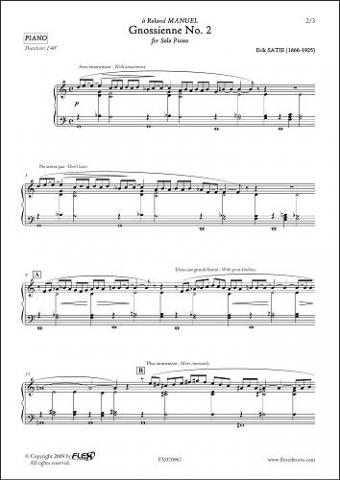 Gnossienne No. 2 - E. SATIE - <font color=#666666>Solo Piano</font>