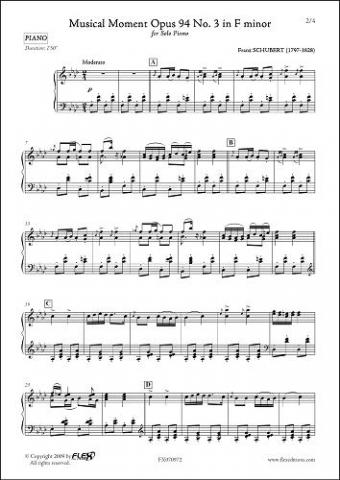 Musical Moment Op. 94 No. 3 in F minor - F. SCHUBERT - <font color=#666666>Solo Piano</font>