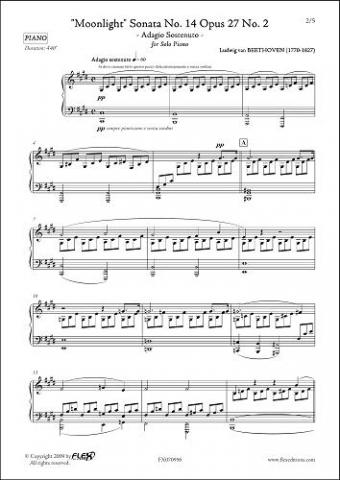 Moonlight Sonata No. 14 Opus 27 No. 2 - L.v. BEETHOVEN - <font color=#666666>Solo Piano</font>