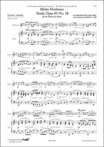 Molto Moderato - Study Opus 63 No. 18 - C. BAERMANN - <font color=#666666>Clarinet</font>