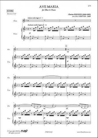 Ave Maria - C. GOUNOD - <font color=#666666>Oboe & Piano</font>