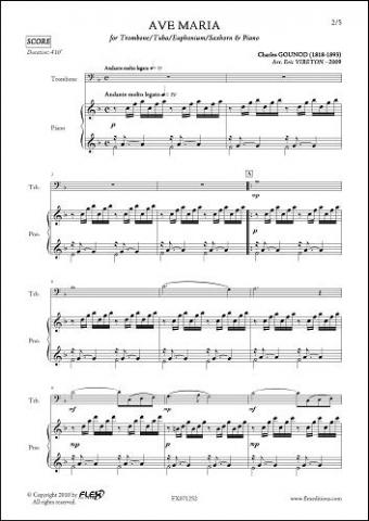 Ave Maria - C. GOUNOD - <font color=#666666>Trombone or Euphonium or Tuba & Piano</font>