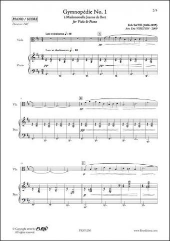 Gymnopédie No. 1 - E. SATIE - <font color=#666666>Viola & Piano</font>