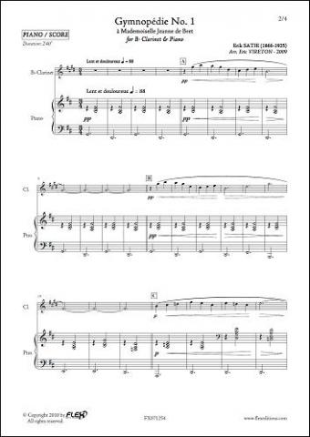 Gymnopédie No. 1 - E. SATIE - <font color=#666666>Clarinet & Piano</font>