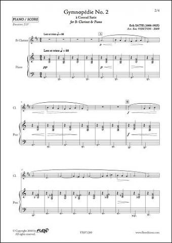 Gymnopédie No. 2 - E. SATIE - <font color=#666666>Clarinet & Piano</font>
