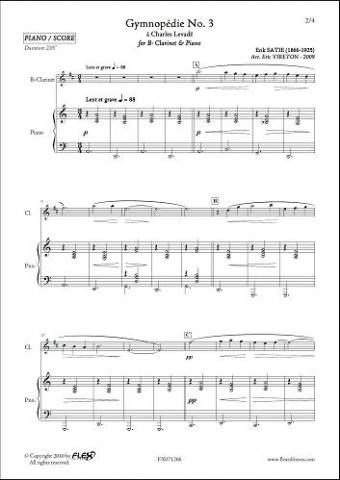 Gymnopédie No. 3 - E. SATIE - <font color=#666666>Clarinet & Piano</font>
