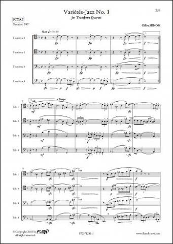 Variétés Jazz No. 1 - G. SENON - <font color=#666666>Trombone Quartet</font>