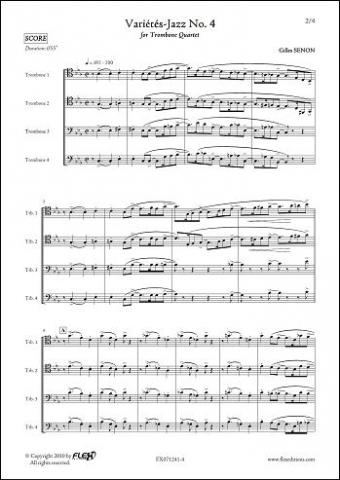 Variétés Jazz No. 4 - G. SENON - <font color=#666666>Trombone Quartet</font>
