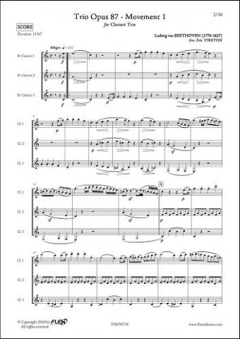 Trio Opus 87 - Mvts 1,2,3&4 - L.V BEETHOVEN - <font color=#666666>Clarinet Trio</font>