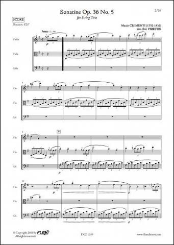 Sonatine Opus 36 No. 5 - M. CLEMENTI - <font color=#666666>String Trio</font>