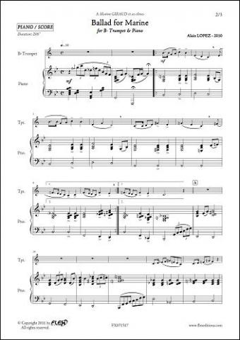 Ballad for Marine - A. LOPEZ - <font color=#666666>Trumpet & Piano</font>