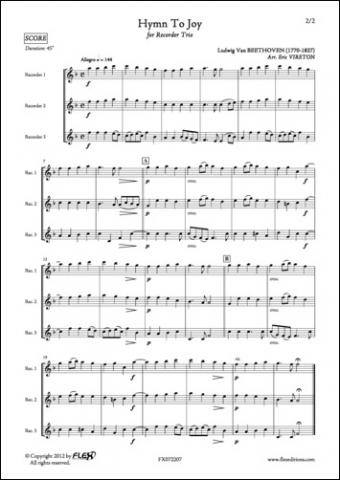 Hymn To Joy - L. van BEETHOVEN - <font color=#666666>Recorder Trio</font>
