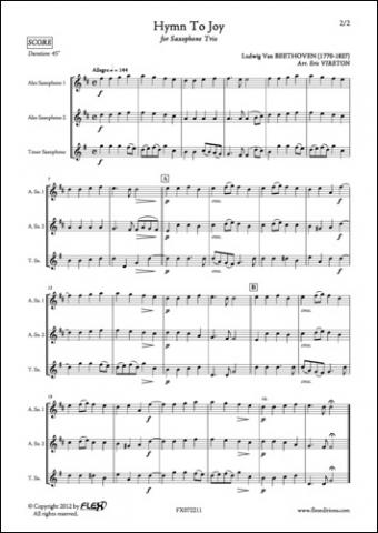Hymn To Joy - L. van BEETHOVEN - <font color=#666666>Saxophone Trio</font>