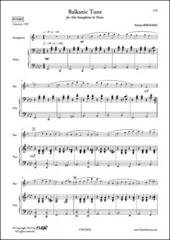 Balkanic Tune - P. BERNARD - <font color=#666666>Alto Saxophone and Piano</font>