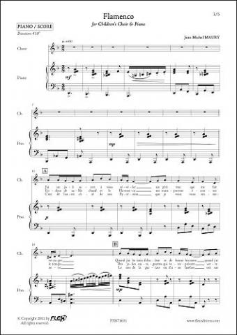 Flamenco - J.-M. MAURY - <font color=#666666>Children's Choir and Piano</font>