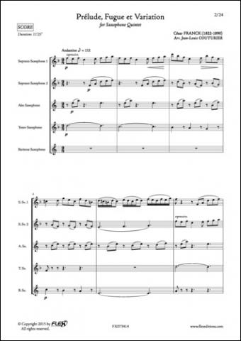 Prelude, Fugue and Variation - C. FRANCK - <font color=#666666>Saxophone Quintet</font>