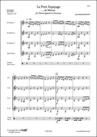 Le Petit Equipage - J.-M. MAURY - <font color=#666666>Clarinet Quartet and Percussions</font>