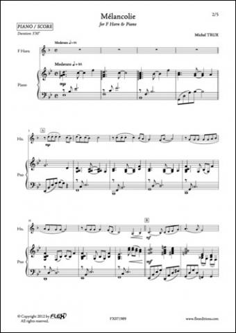 Mélancolie - M. TRUX - <font color=#666666>Horn and Piano</font>
