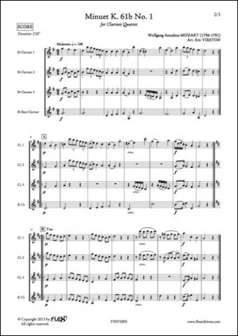 Minuet K. 61b No. 1 - W. A. MOZART - <font color=#666666>Clarinet Quartet</font>