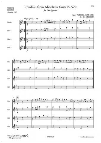 Rondeau from Abdlazer Suite Z. 570 - H. PURCELL - <font color=#666666>Flute Quartet</font>