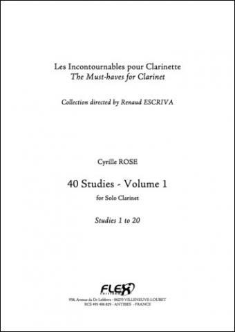 40 Studies for Clarinet - Volume 1 - Studies 1 to 20 - C. ROSE - <font color=#666666>Solo Clarinet</font>