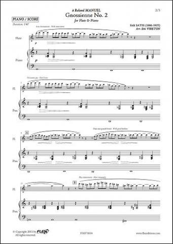 Gnossienne No. 2 - E. SATIE - <font color=#666666>Flute & Piano</font>