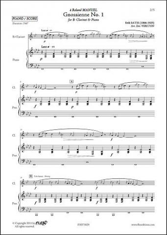 Gnossienne No. 1 - E. SATIE - <font color=#666666>Clarinet & Piano</font>
