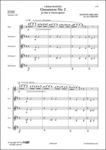 Gnossienne No. 2 - E. SATIE - <font color=#666666>Flute and Clarinet Quartet</font>