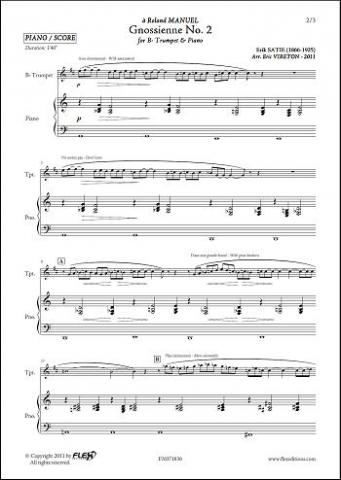 Gnossienne No. 2 - E. SATIE - <font color=#666666>Trumpet & Piano</font>
