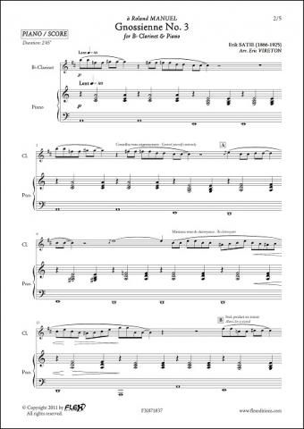Gnossienne No. 3 - E. SATIE - <font color=#666666>Clarinet & Piano</font>