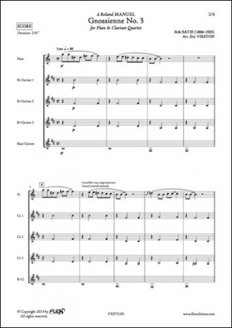 Gnossienne No. 3 - E. SATIE - <font color=#666666>Flute and Clarinet Quartet</font>