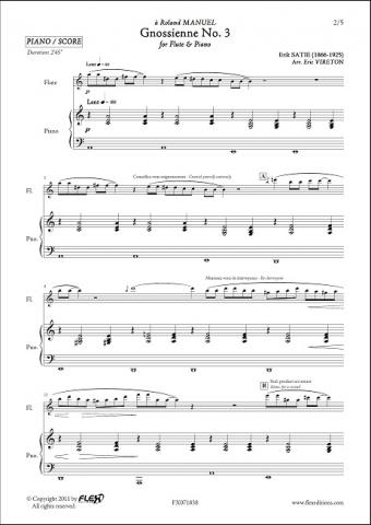 Gnossienne No. 3 - E. SATIE - <font color=#666666>Flute & Piano</font>