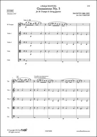 Gnossienne No. 3 - E. SATIE - <font color=#666666>Trumpet and String Quartet</font>