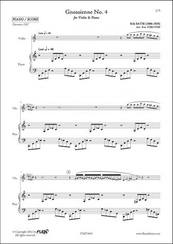 Gnossienne No. 4 - E. SATIE - <font color=#666666>Violin & Piano</font>