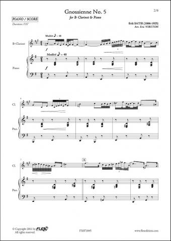 Gnossienne No. 5 - E. SATIE - <font color=#666666>Clarinet & Piano</font>
