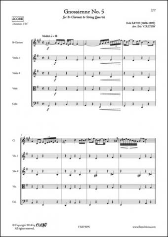 Gnossienne No. 5 - E. SATIE - <font color=#666666>Clarinet and String Quartet</font>