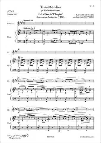 Three Melodies - E. SATIE - <font color=#666666>Clarinet and Piano</font>