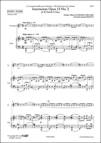 Intermezzo Opus 13 No. 2 - C. V. STANFORD - <font color=#666666>Clarinet and Piano</font>