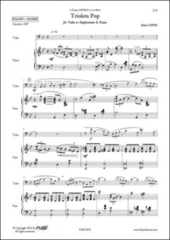 Triolets Pop - A. LOPEZ - <font color=#666666>Euphonium and Piano</font>