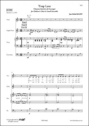 Trop Lent - J.-M. MAURY - <font color=#666666>Children's Choir and Small Ensemble</font>