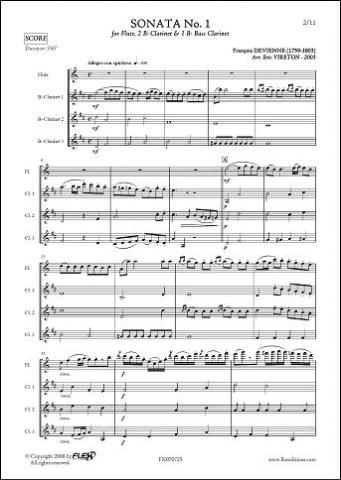 Sonata No. 1 - F. DEVIENNE - <font color=#666666>Solo Flute & Clarinet Trio</font>