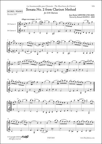 Sonate No. 2 de la Méthode pour Clarinette - J.-X. LEFEVRE - <font color=#666666>Duo de Clarinettes</font>