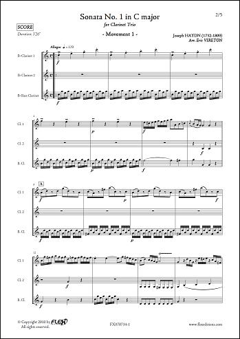 Sonata No. 1 in C Major - Mvt 1 - J. HAYDN - <font color=#666666>Clarinet Trio</font>