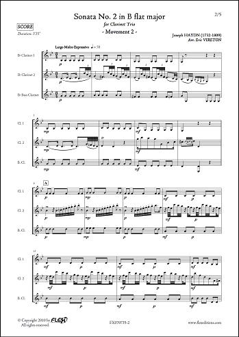 Sonata No. 2 in Bb Major - Mvt 2 - J. HAYDN - <font color=#666666>Clarinet Trio</font>